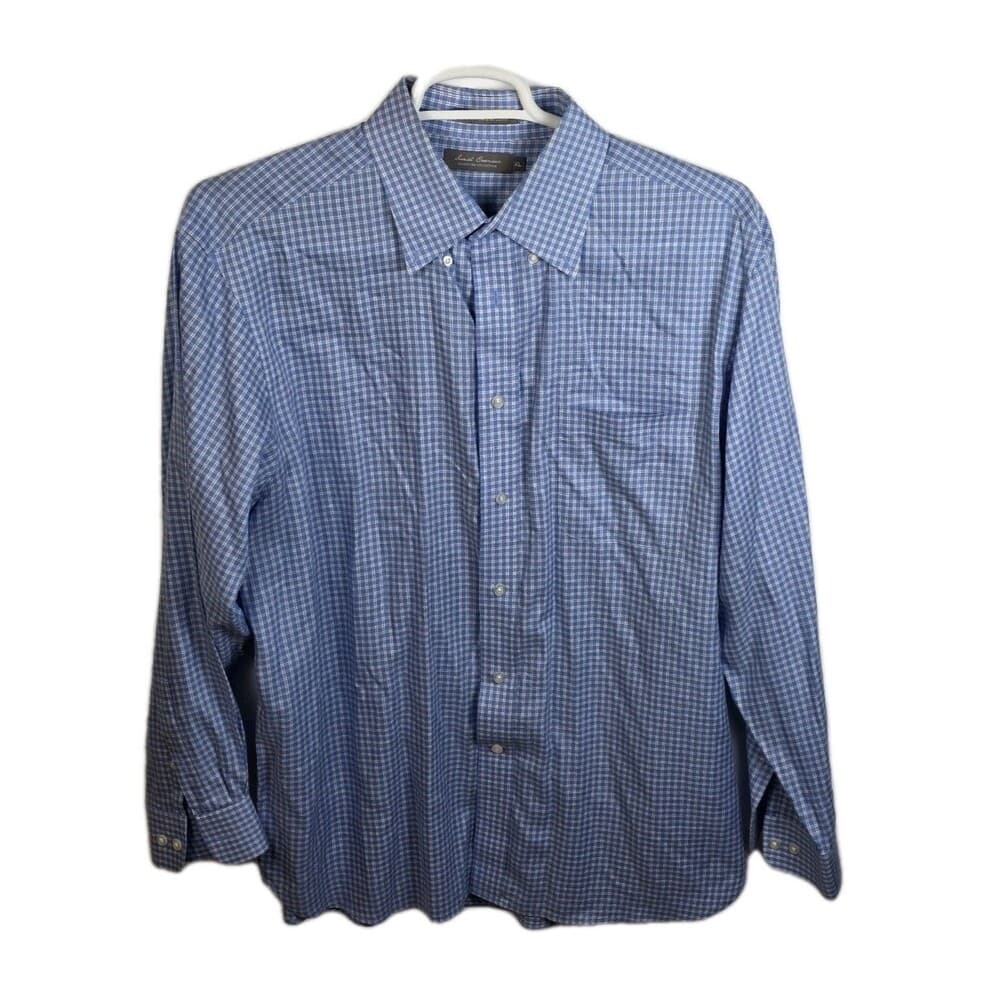 Daniel Cremieux Mens XL Blue Checkered Button Up Long‎ Sleeve Shirt - Thumbnail 9
