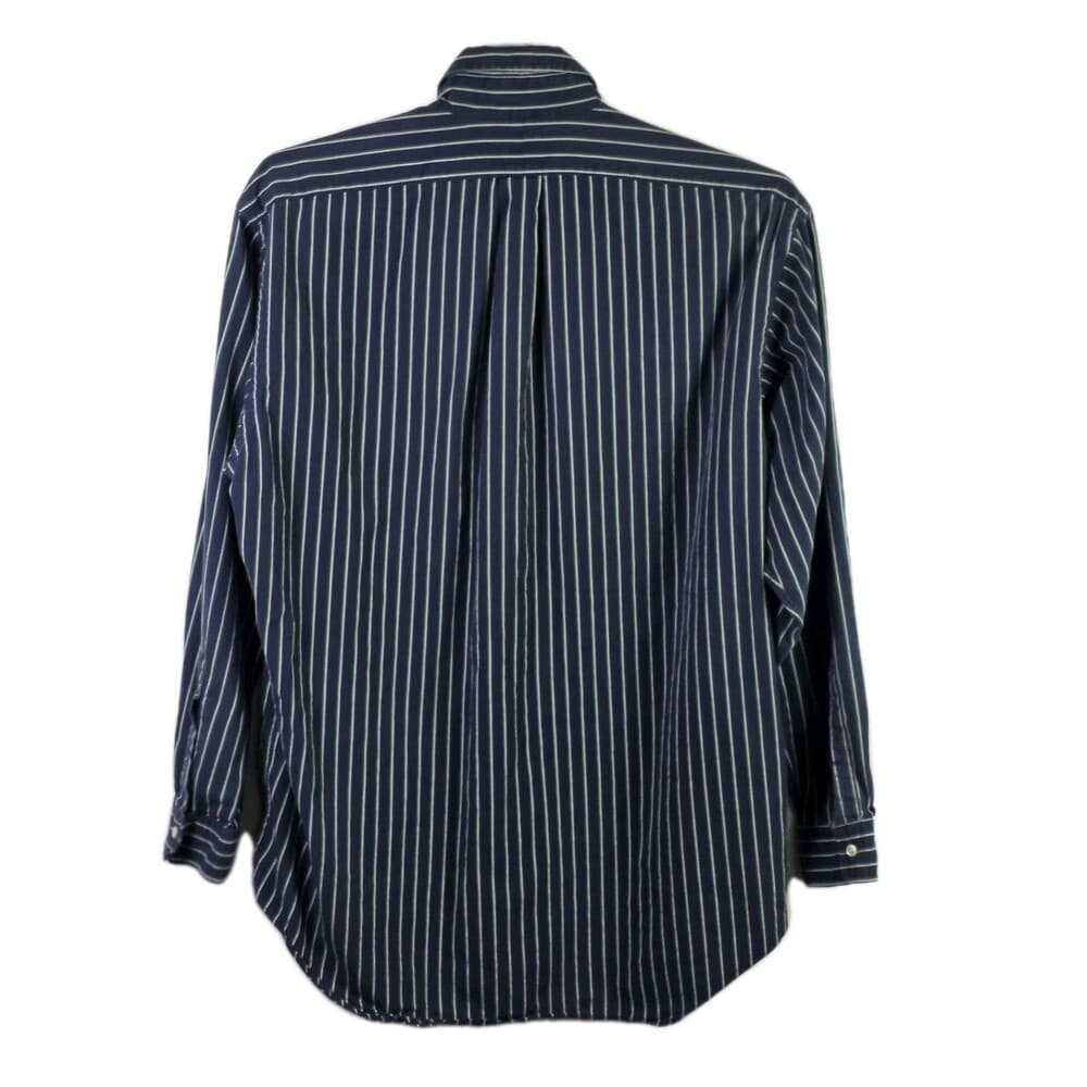 Ralph Lauren Men's Large Blaire Blue With White Striped Long Sleeve Button Down - Thumbnail 5