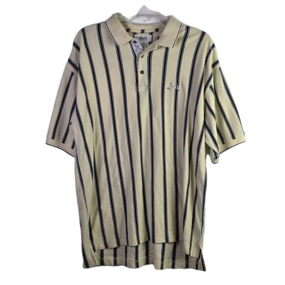Vtg Izod Club Men's Large Yellow Striped Short Sleeve Golf Polo Shirt - Thumbnail 12