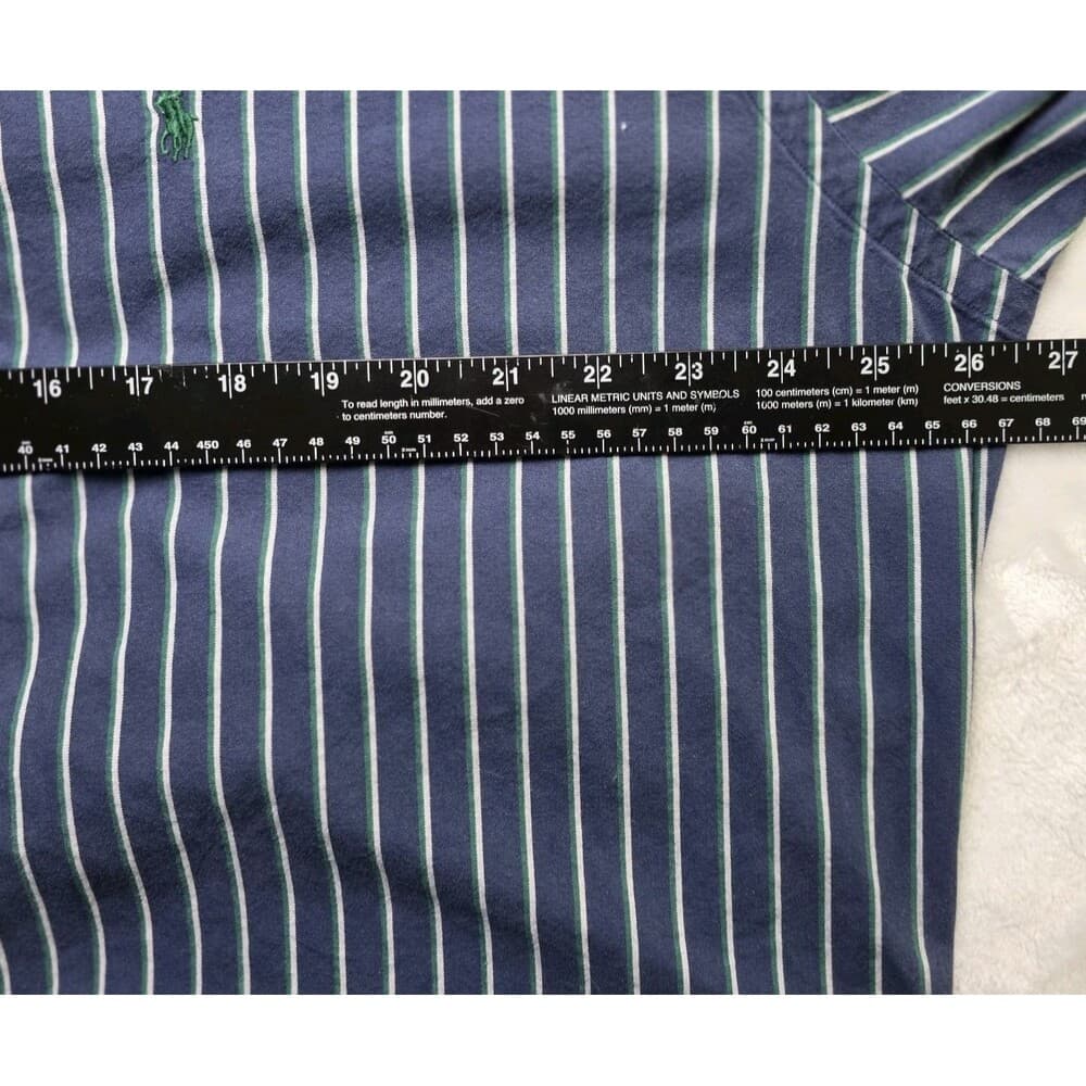 Ralph Lauren Men's Large Blaire Blue With White Striped Long Sleeve Button Down - Thumbnail 4