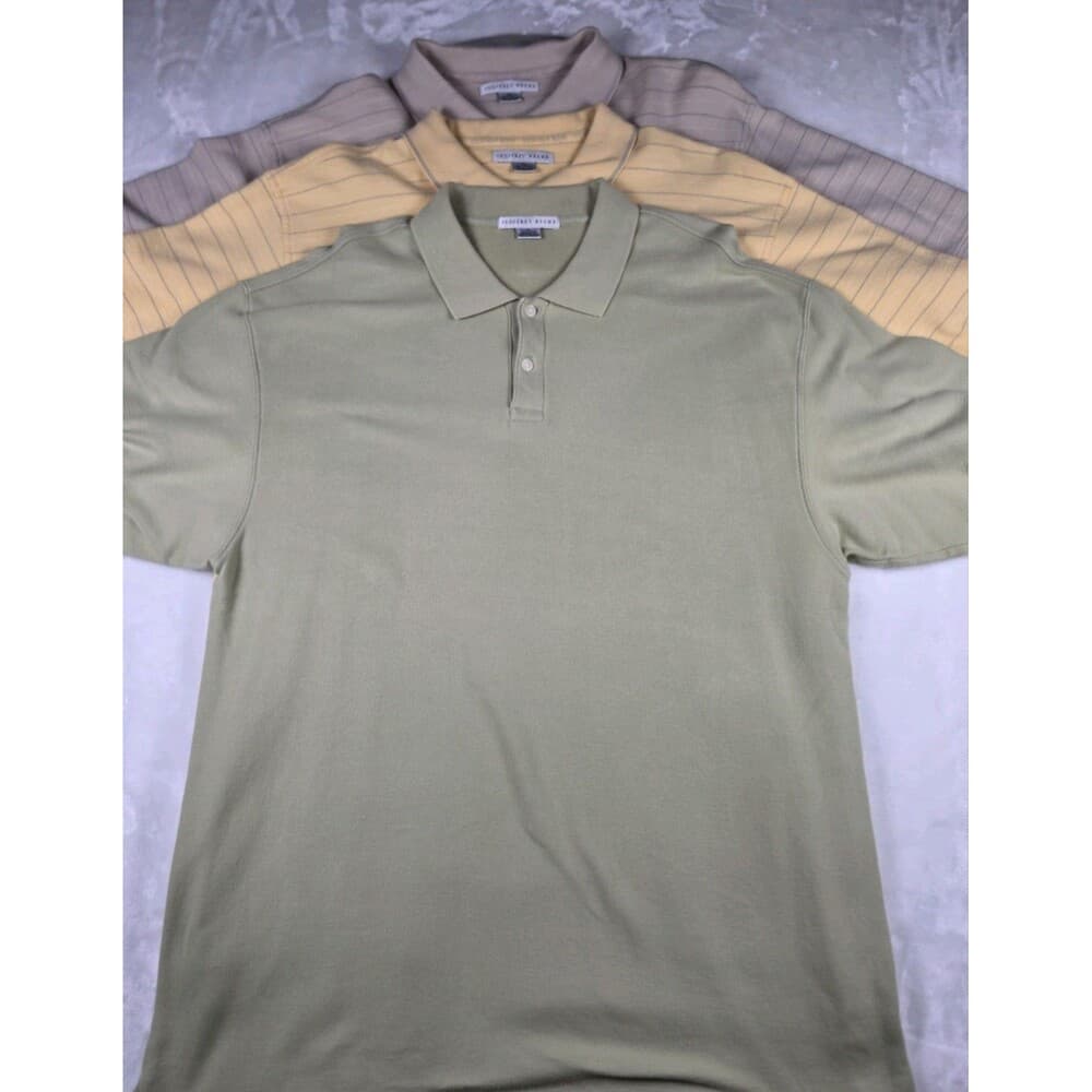 Geoffrey Beene Men’s XL (3) Yellow/Green Stripes‎ And Green Solid Short Sleeve - Thumbnail 2