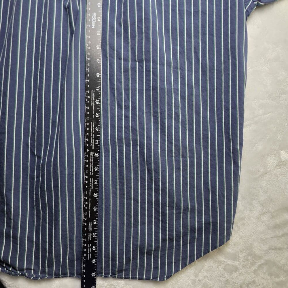 Ralph Lauren Men's Large Blaire Blue With White Striped Long Sleeve Button Down - Thumbnail 6