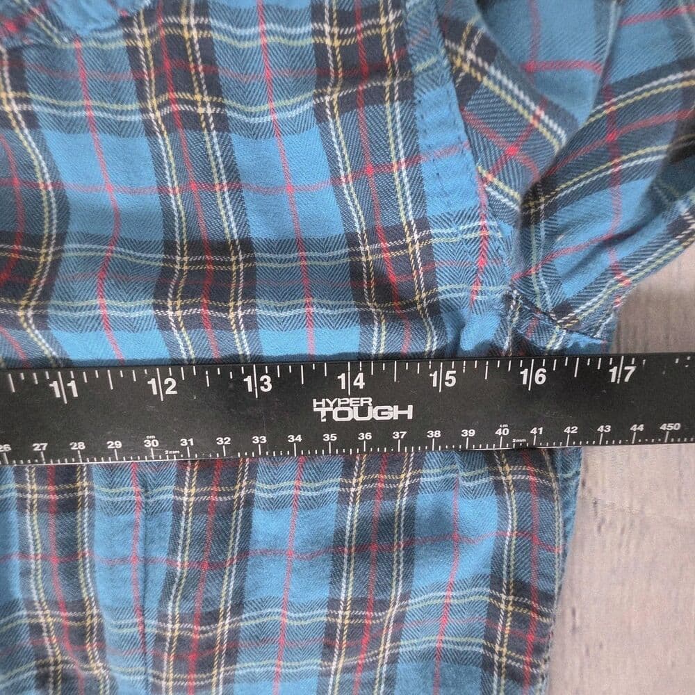 Hollister Shirt Men's Small Blue Plaid Flannel Pearl Snap Long Sleeve Shirt - Thumbnail 5