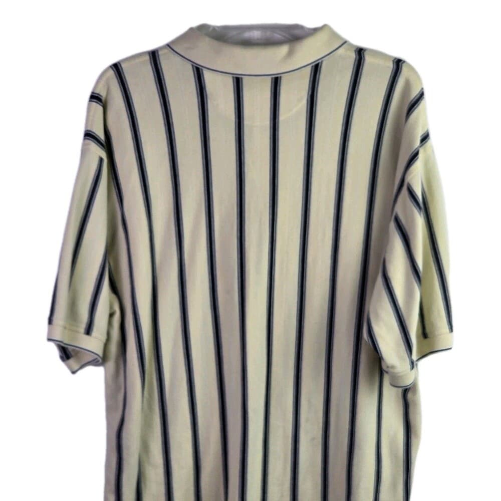 Vtg Izod Club Men's Large Yellow Striped Short Sleeve Golf Polo Shirt - Thumbnail 7