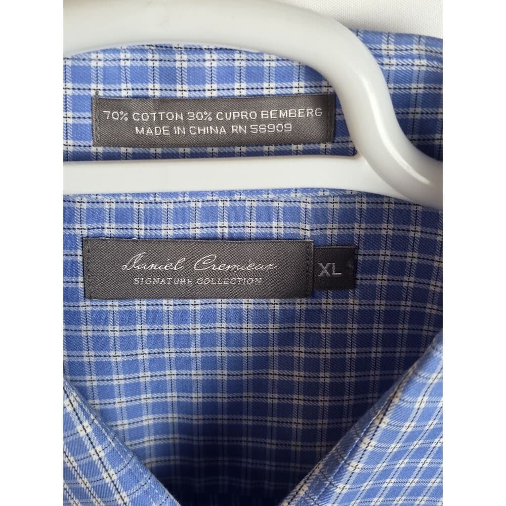 Daniel Cremieux Mens XL Blue Checkered Button Up Long‎ Sleeve Shirt - Thumbnail 2
