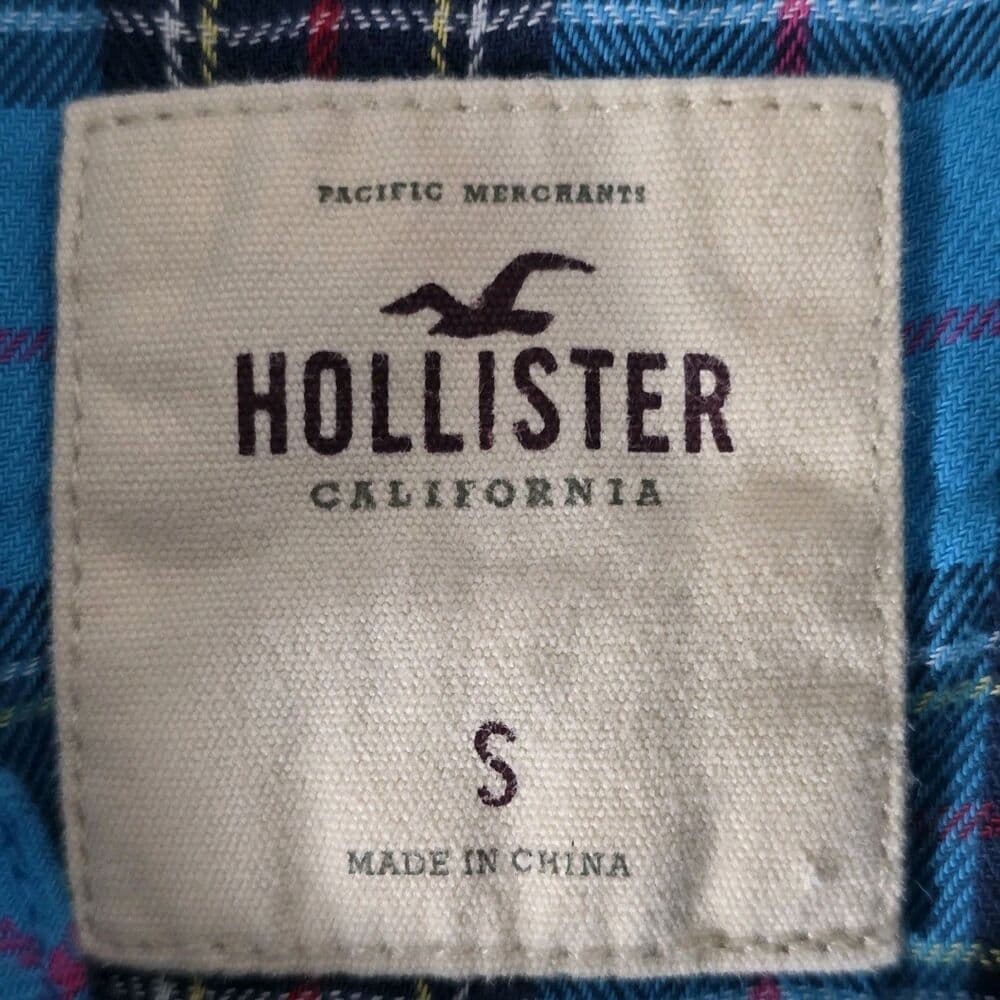 Hollister Shirt Men's Small Blue Plaid Flannel Pearl Snap Long Sleeve Shirt - Thumbnail 2