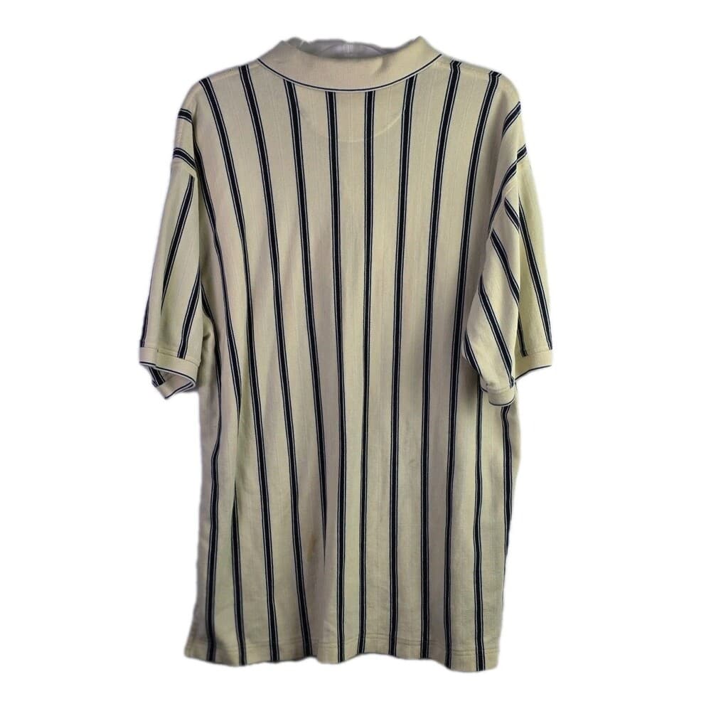 Vtg Izod Club Men's Large Yellow Striped Short Sleeve Golf Polo Shirt - Thumbnail 6