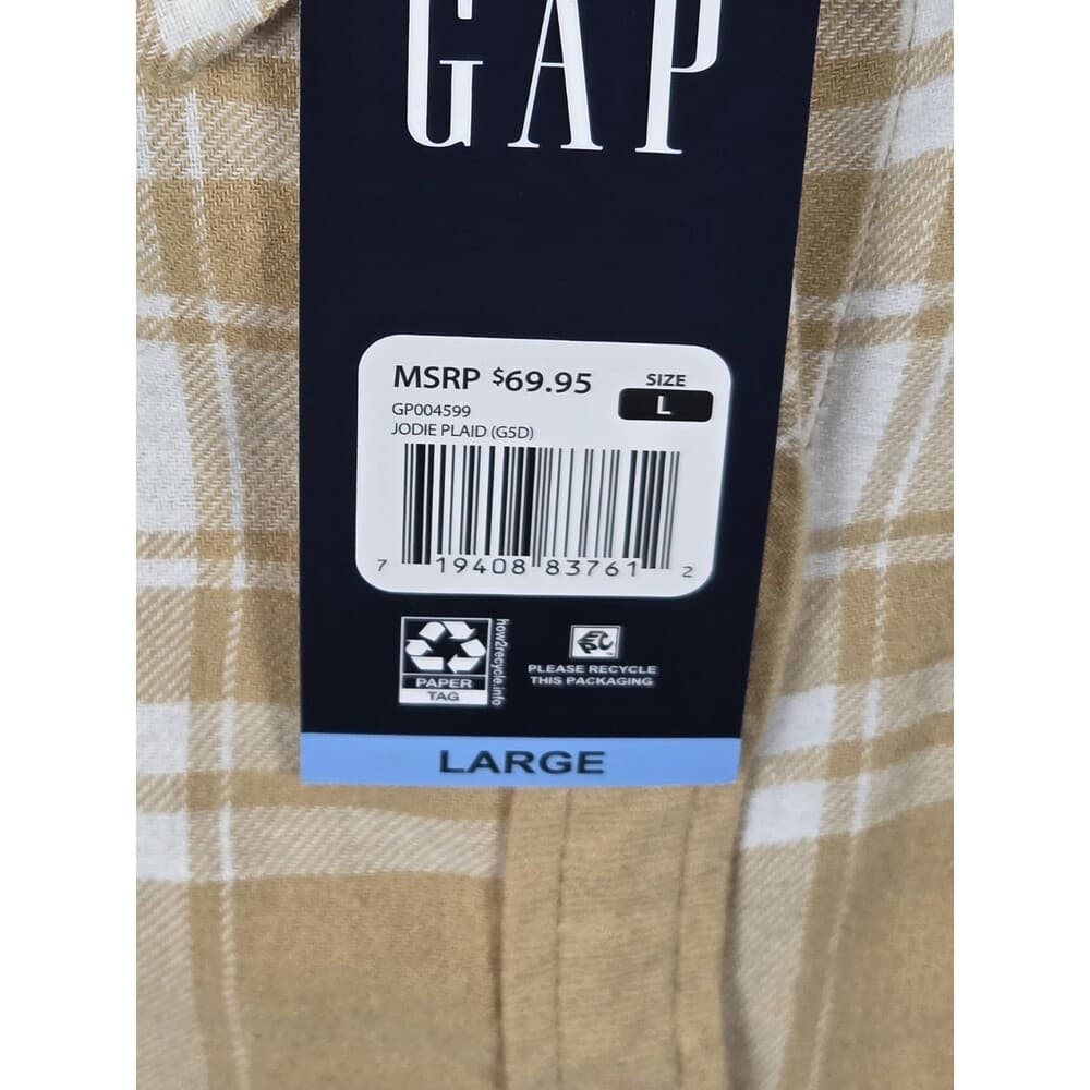 NWT Gap Women's Large Relaxed Fit Button Up Flannel Shirt Plaid‎ - Thumbnail 3