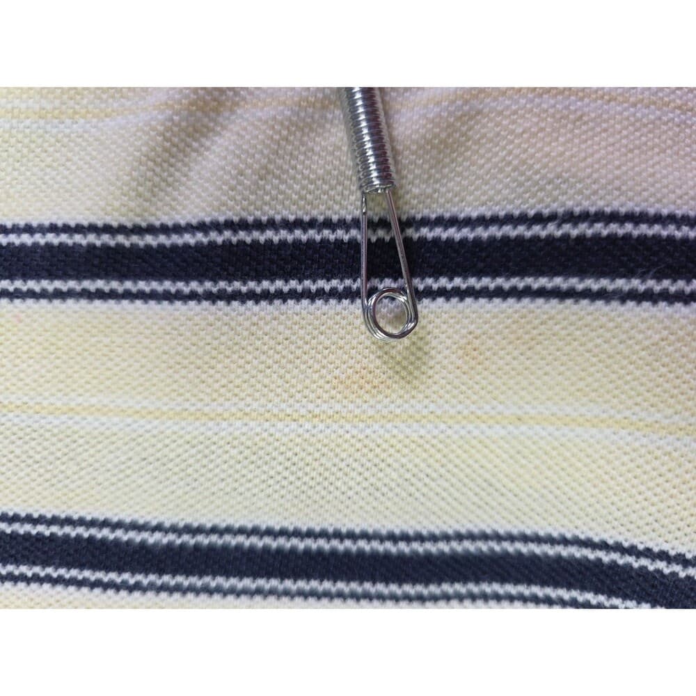 Vtg Izod Club Men's Large Yellow Striped Short Sleeve Golf Polo Shirt - Thumbnail 10