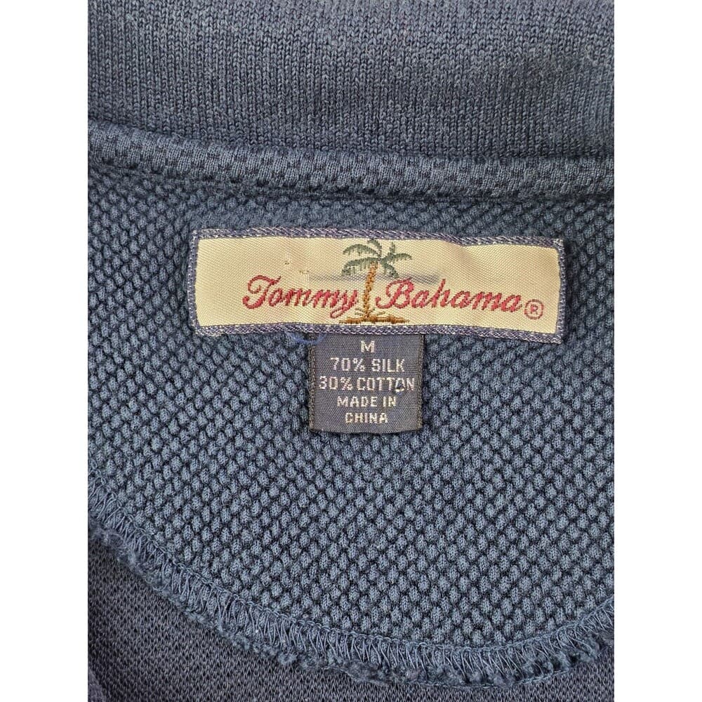 Tommy Bahama Men’s Medium Dark Blue 1/4 Button Short‎ Sleeve Shirt - Thumbnail 2