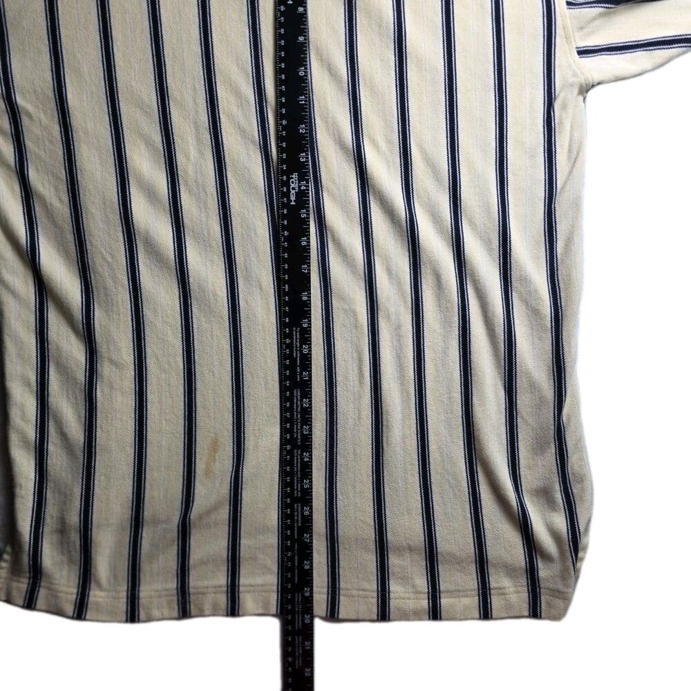 Vtg Izod Club Men's Large Yellow Striped Short Sleeve Golf Polo Shirt - Thumbnail 8