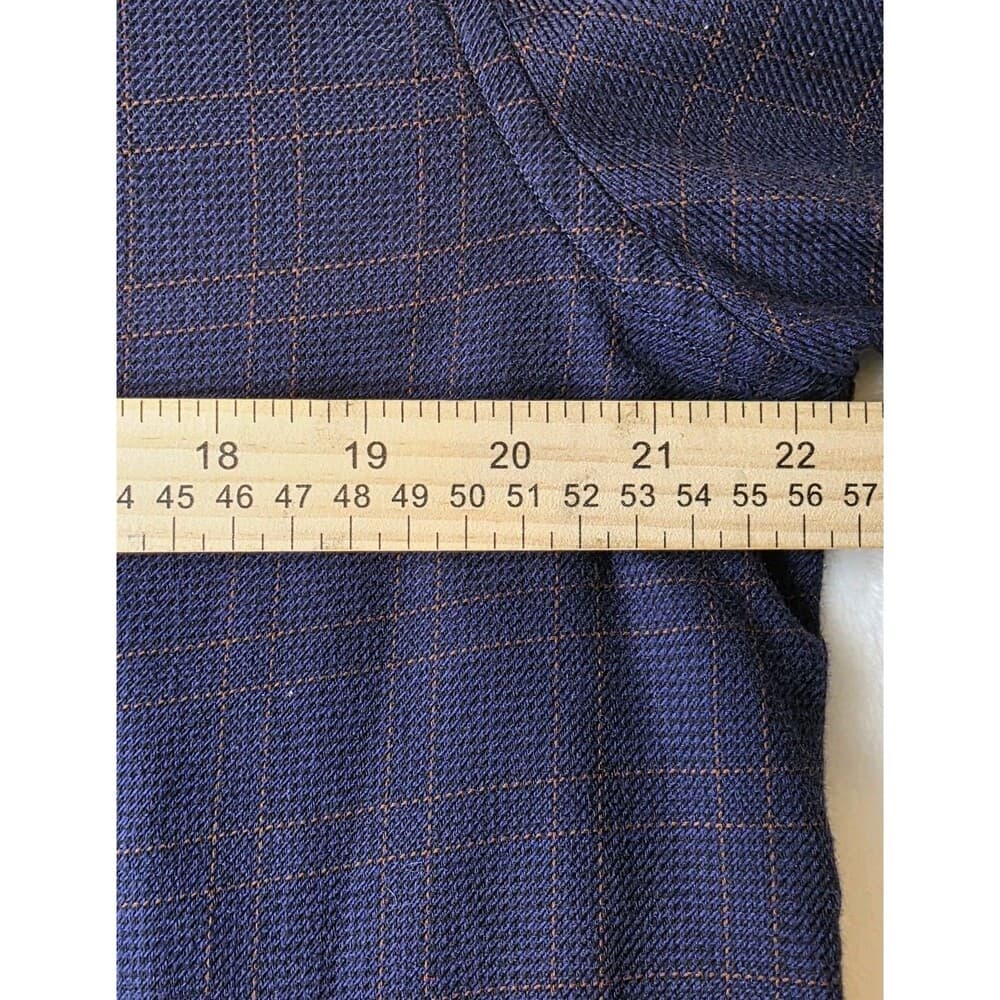 James Tattersall Men's Large XL London Blue Plaid Long Sleeve Shirt with Fraying - Thumbnail 3