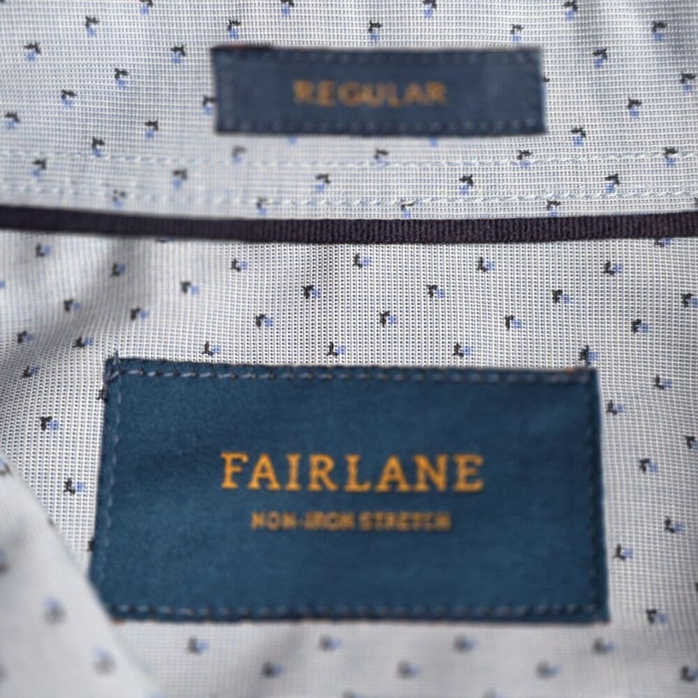 Fairlane Men's Large Blue Plaid No Stretch Long Sleeve Button Down Shirt - Thumbnail 3