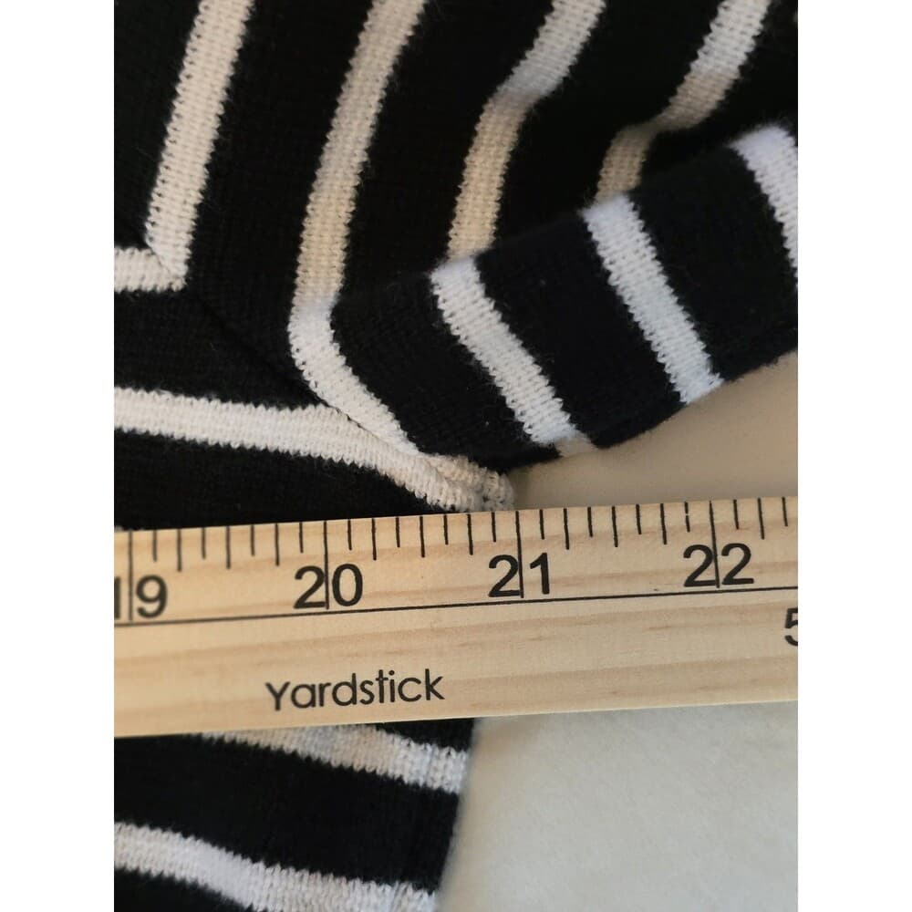 CHAPS Womens XL Black/White Stripe Full Zip Long Sleeve Sweater - Thumbnail 5