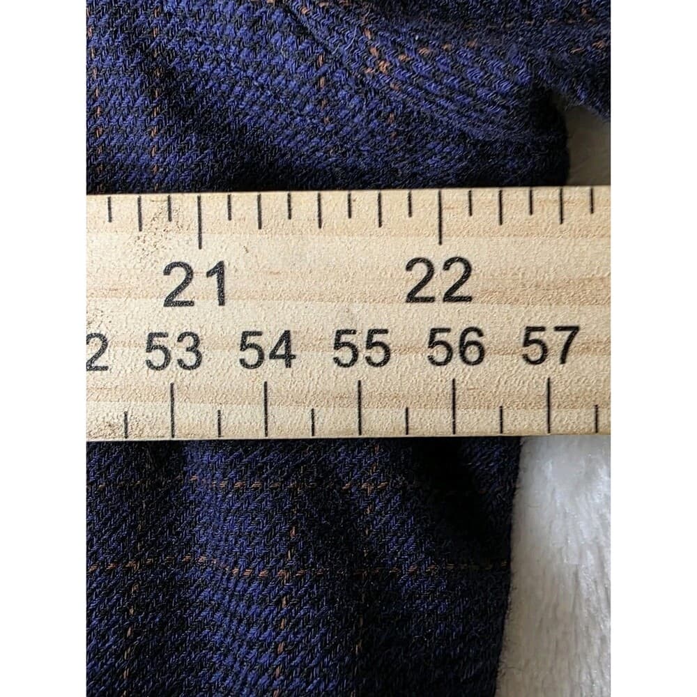James Tattersall Men's Large XL London Blue Plaid Long Sleeve Shirt with Fraying - Thumbnail 4