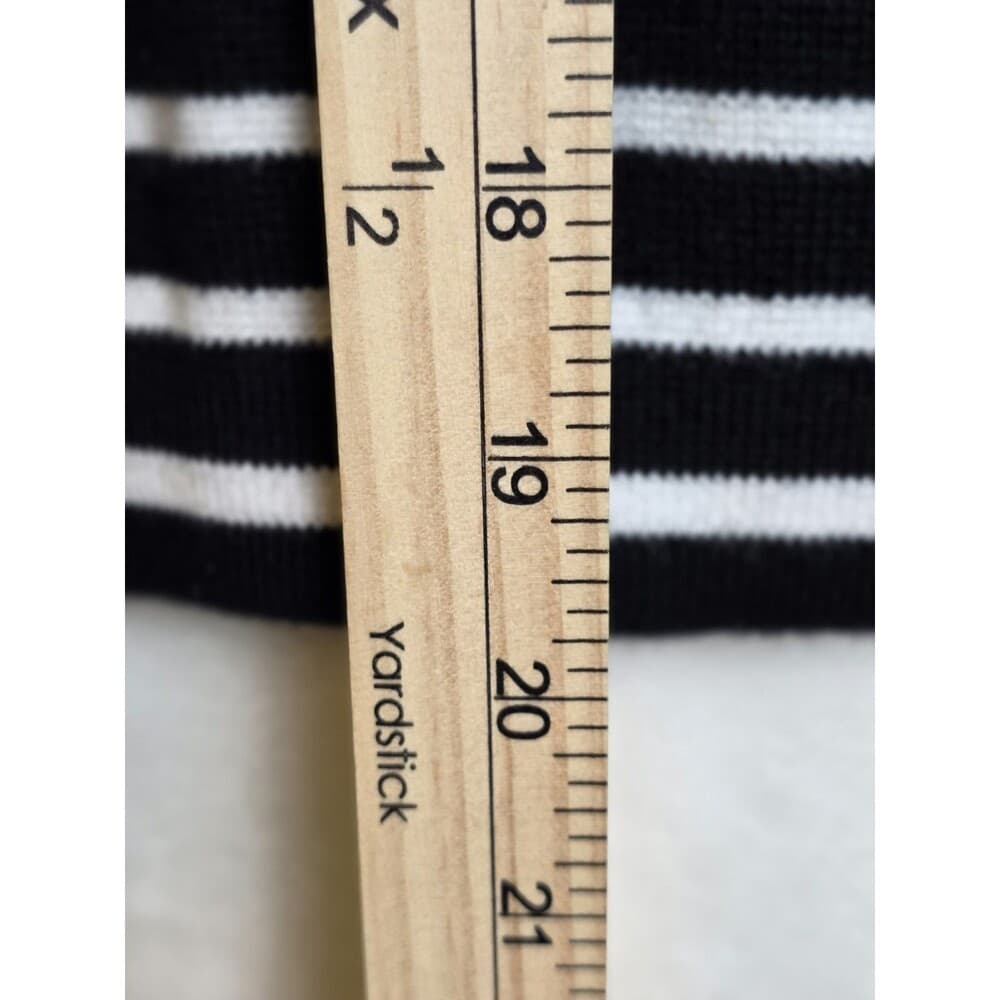CHAPS Womens XL Black/White Stripe Full Zip Long Sleeve Sweater - Thumbnail 4