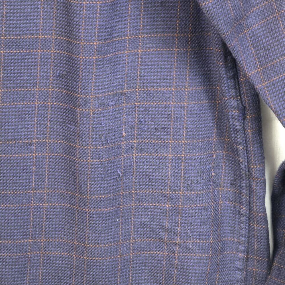 James Tattersall Men's Large XL London Blue Plaid Long Sleeve Shirt with Fraying - Thumbnail 2