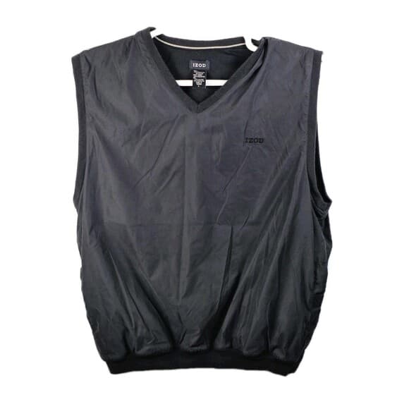 Vintage IZOD Men's Large Black Nylon Golf Mesh‎ Lined Windbreaker Vest - Thumbnail 9