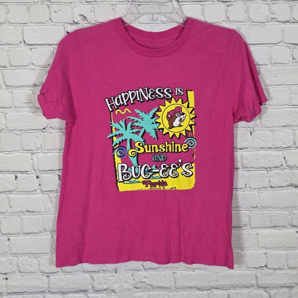 Bucees Youth Large Pink " Happiness , Sunshine & Buc-ees " Short Sleeve T-Shirt - Thumbnail 6