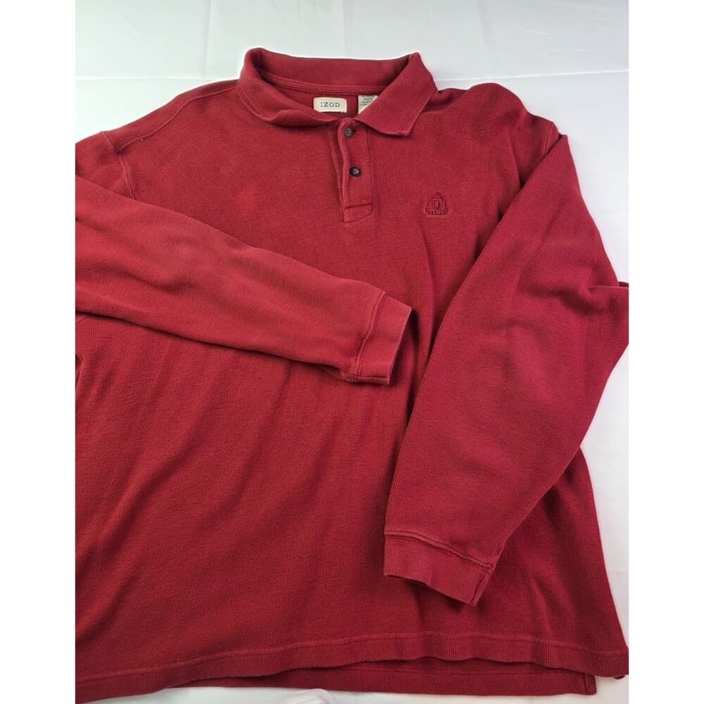 Izod Men's Size XL‎ Red Long Sleeve Solid Shirt - Thumbnail 7