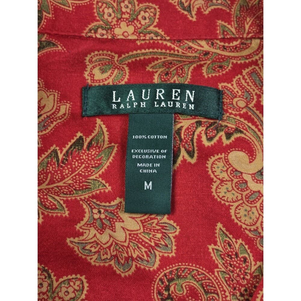 Lauren Ralph Lauren Women's Medium Floral Paisley Long Sleeve Pajama Top - Thumbnail 4