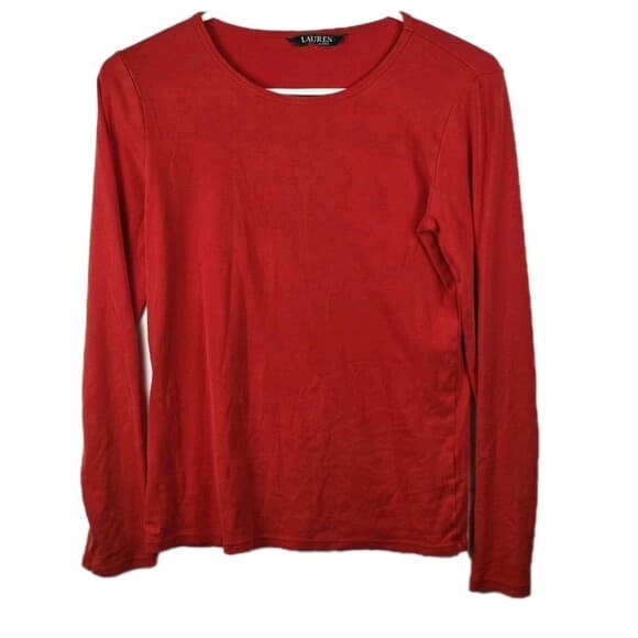 Ralph Lauren Shirt Women's XL Red Round Neck Shirt * Missing Tag‎ * - Thumbnail 4