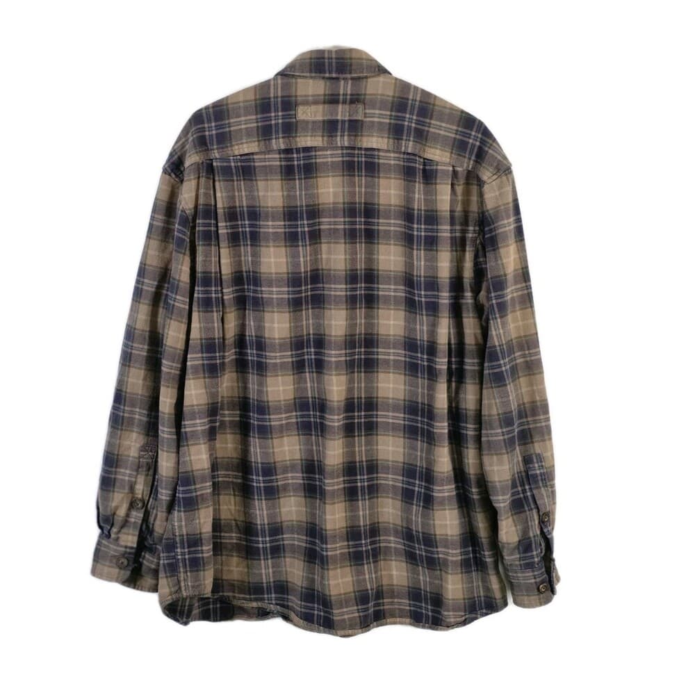Duluth Trading Co Men's XL Brown & Blue Plaid Long‎ Sleeve Flannel Shirt - Thumbnail 4