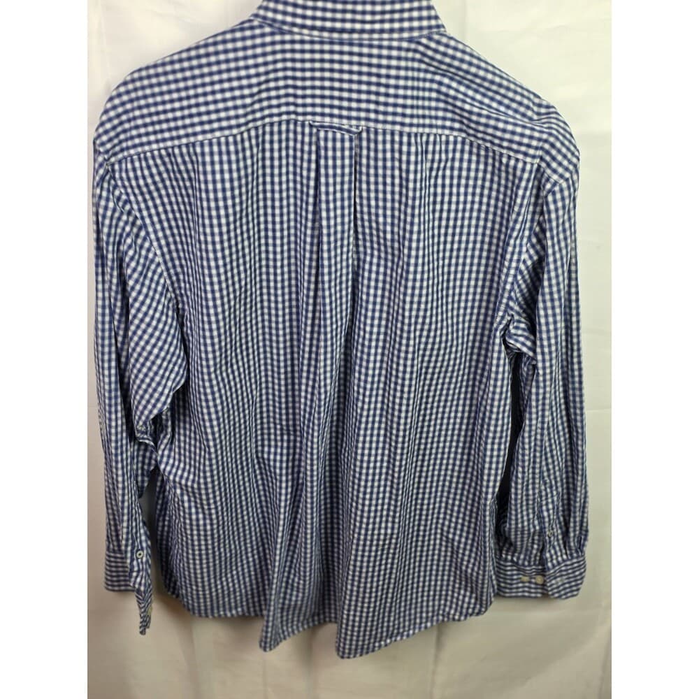 IZOD Men's Large Blue/ White Checkered Long‎ Sleeve Button Up Shirt - Thumbnail 3