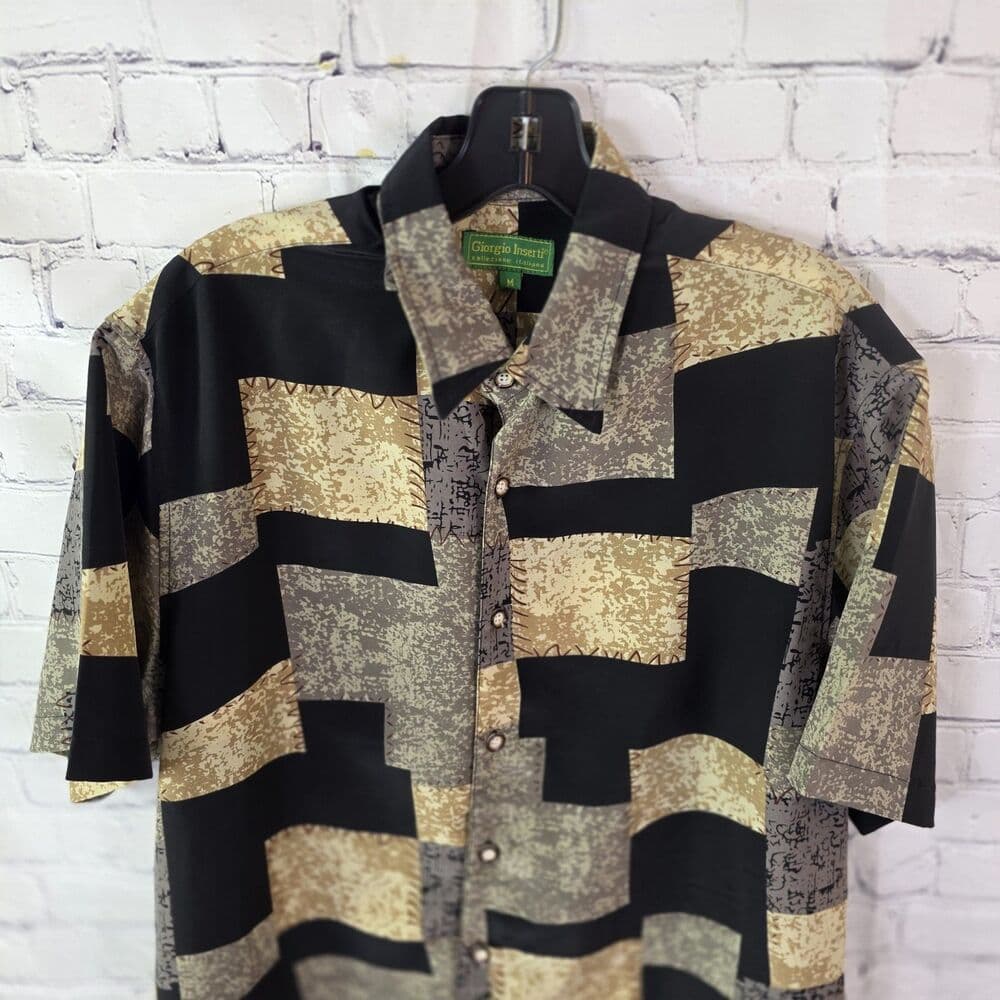 Giorgio Inserti Men's Medium Multicolored Pattern S/S Shirt - Thumbnail 2