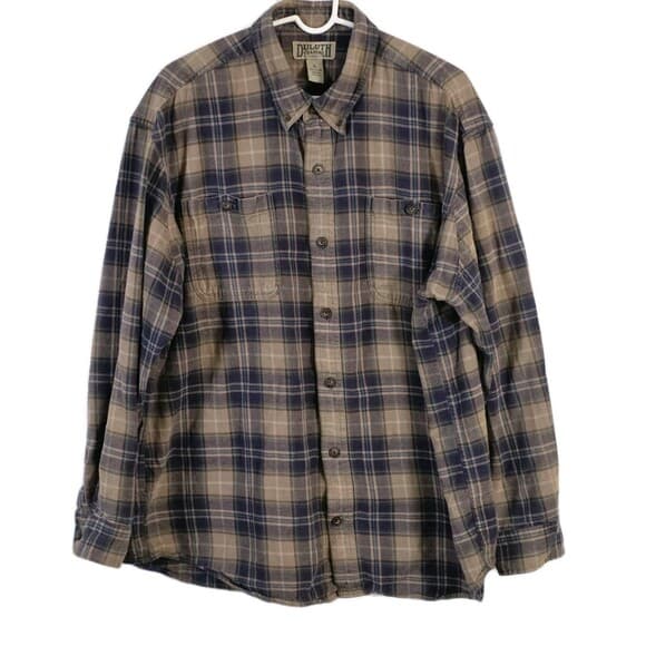 Duluth Trading Co Men's XL Brown & Blue Plaid Long‎ Sleeve Flannel Shirt - Thumbnail 8