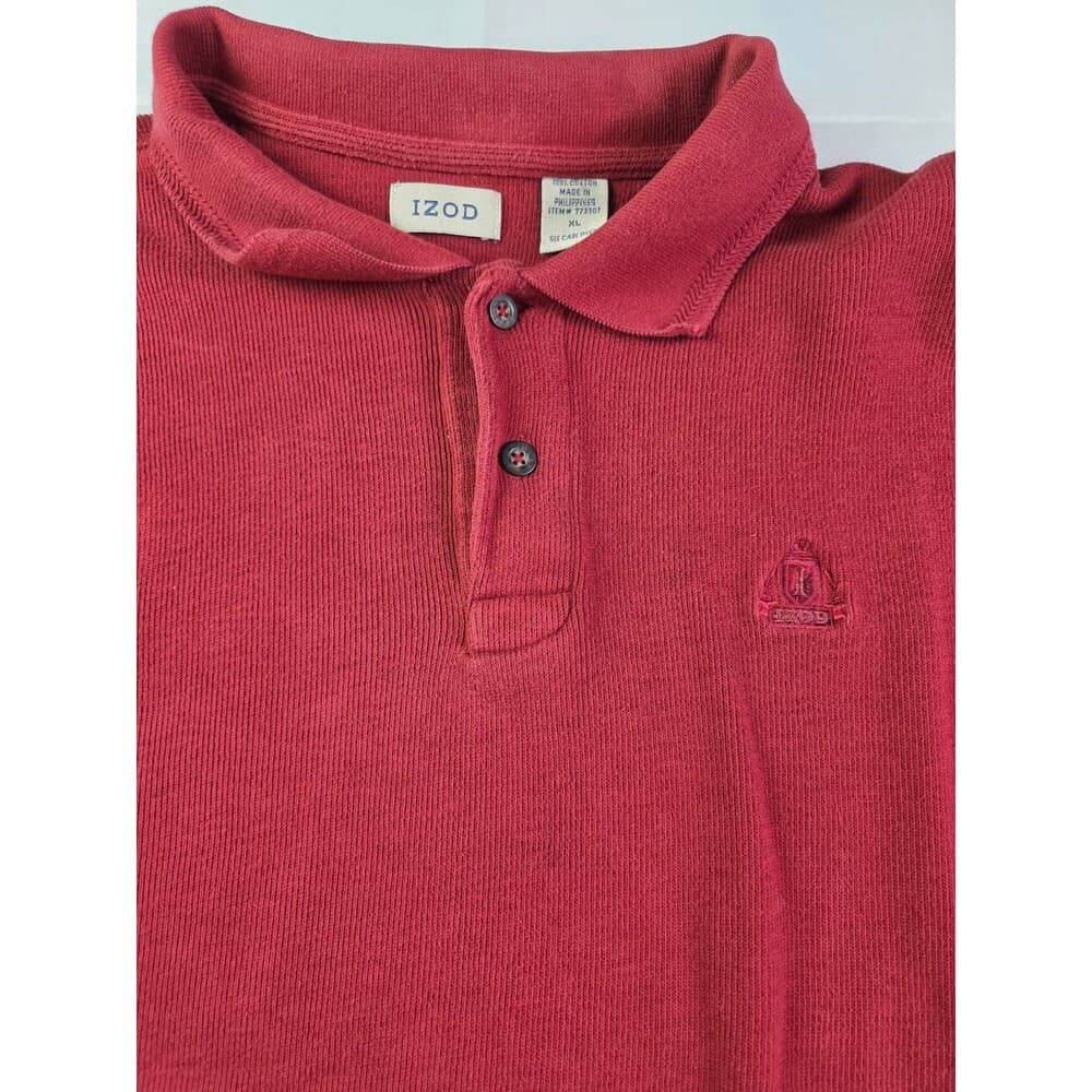 Izod Men's Size XL‎ Red Long Sleeve Solid Shirt - Thumbnail 3
