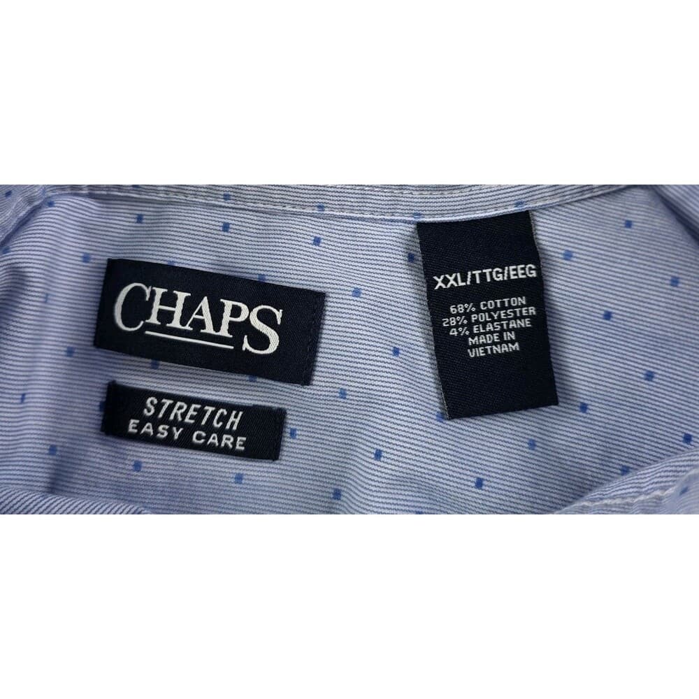 Chaps Men's XL Stretch Easy Care‎ Light Blue Long Sleeve Button-Down Shirt - Thumbnail 2