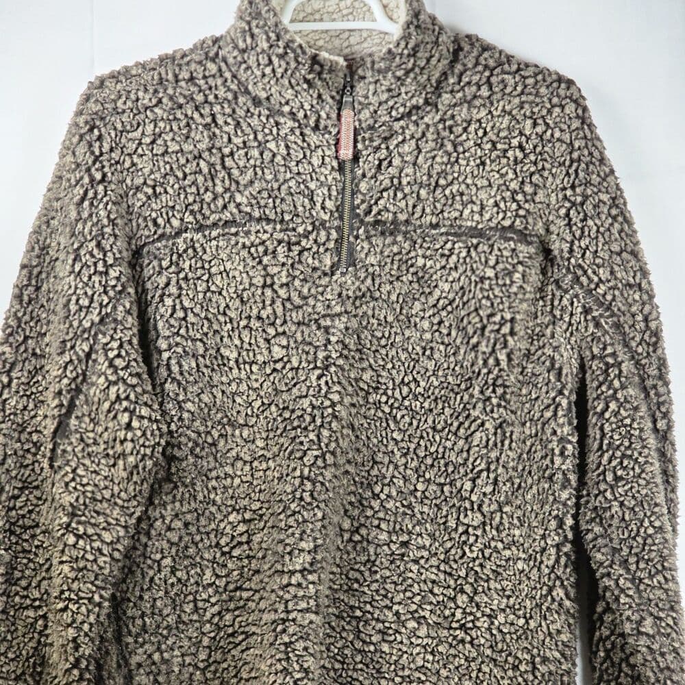 True Grit Pullover Men’s Medium Tan/Brown Sherpa Wooly Fleece 1/4 Zip‎ Pullover - Thumbnail 9
