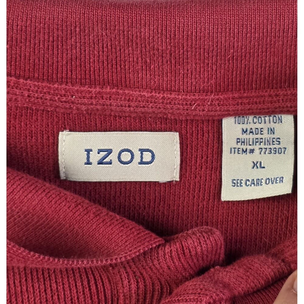 Izod Men's Size XL‎ Red Long Sleeve Solid Shirt - Thumbnail 2
