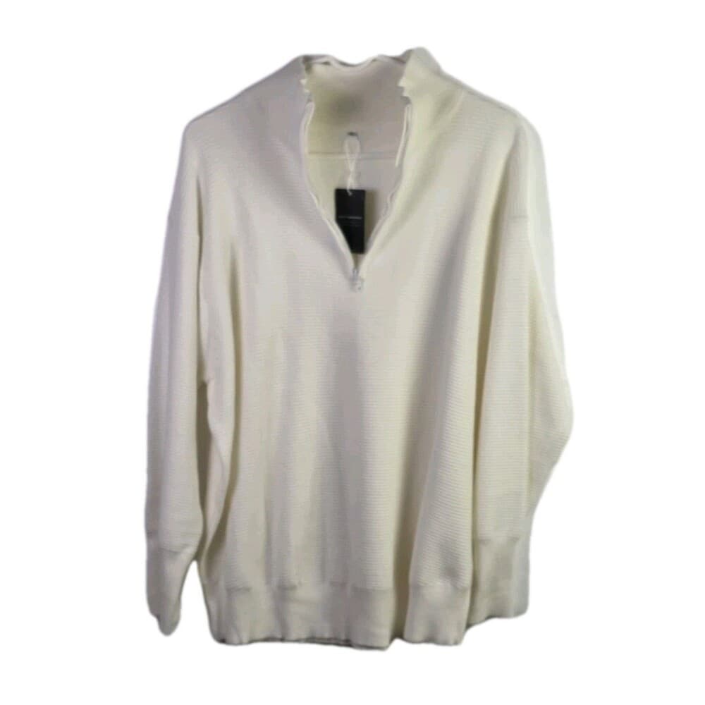 NWT Deepself Women's XL White Oversized Shoulder Sweater - Thumbnail 8