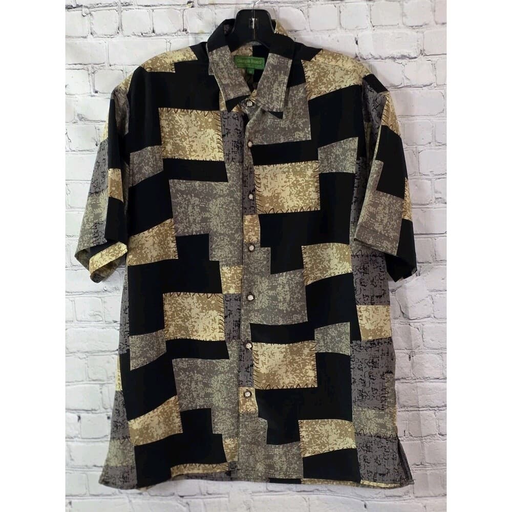 Giorgio Inserti Men's Medium Multicolored Pattern S/S Shirt - Thumbnail 10