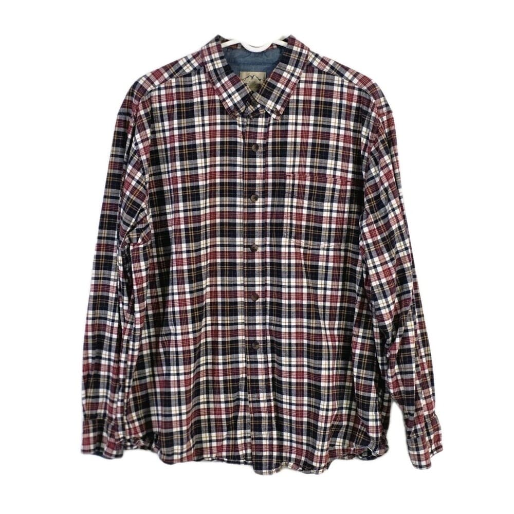 Blue Mountain Men's XL Blue Red‎ Plaid Pocket Long Sleeve Button Down Shirt - Thumbnail 6