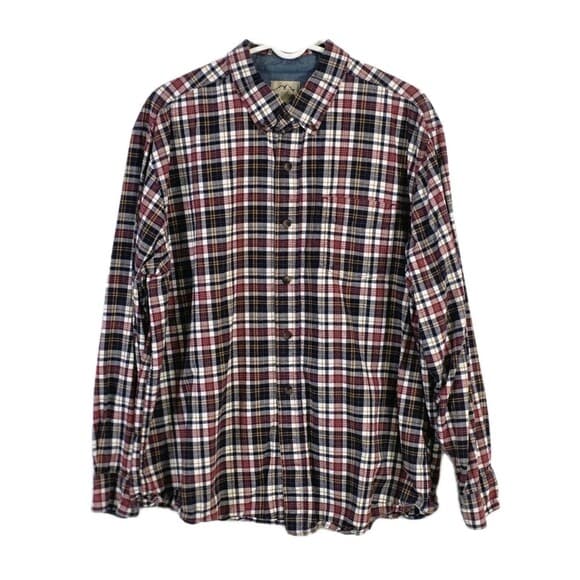 Blue Mountain Men's XL Blue Red‎ Plaid Pocket Long Sleeve Button Down Shirt - Thumbnail 7