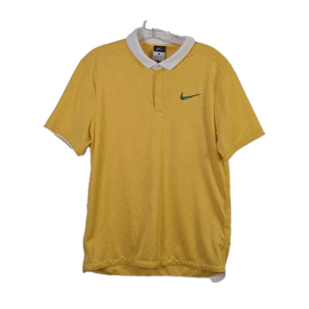 Nike Golf Men's Medium Bright Yellow Dri-Fit Short Sleeve Polo Shirt - Thumbnail 8
