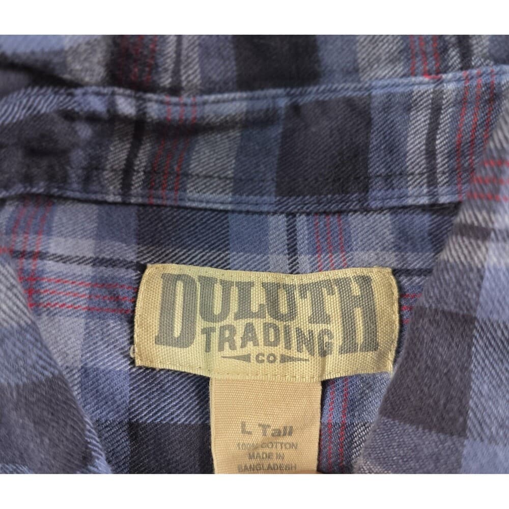Duluth‎ Men's Size LargeTall Blue Plaid Free Flannel Button Up Shirt - Thumbnail 3