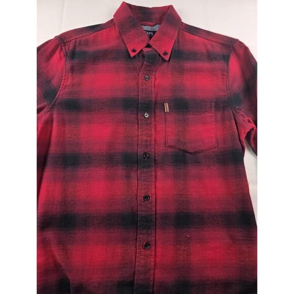 Chaps Mens Small Red Plaid Long Sleeve Stretch Button‎ Up Flannel Shirt - Thumbnail 8