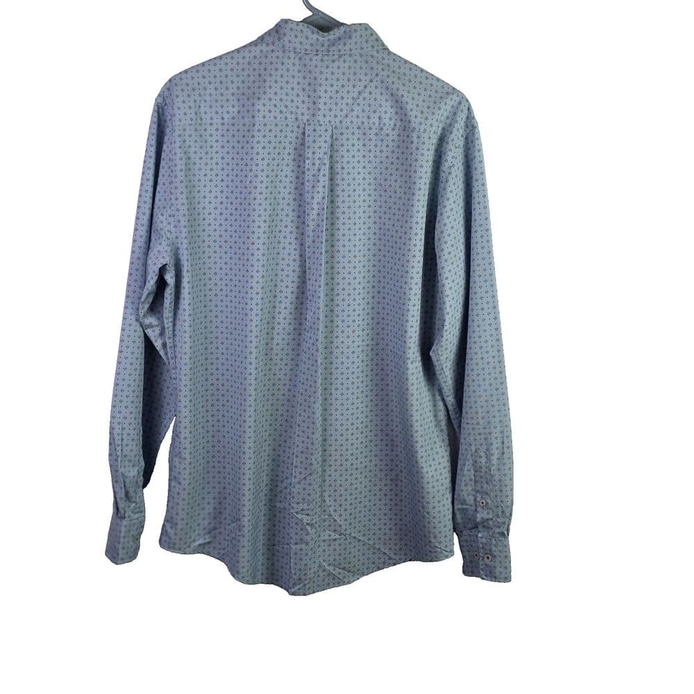 International Report Men's Large Blue Geometric Long Sleeve Button Down Shirt - Thumbnail 7