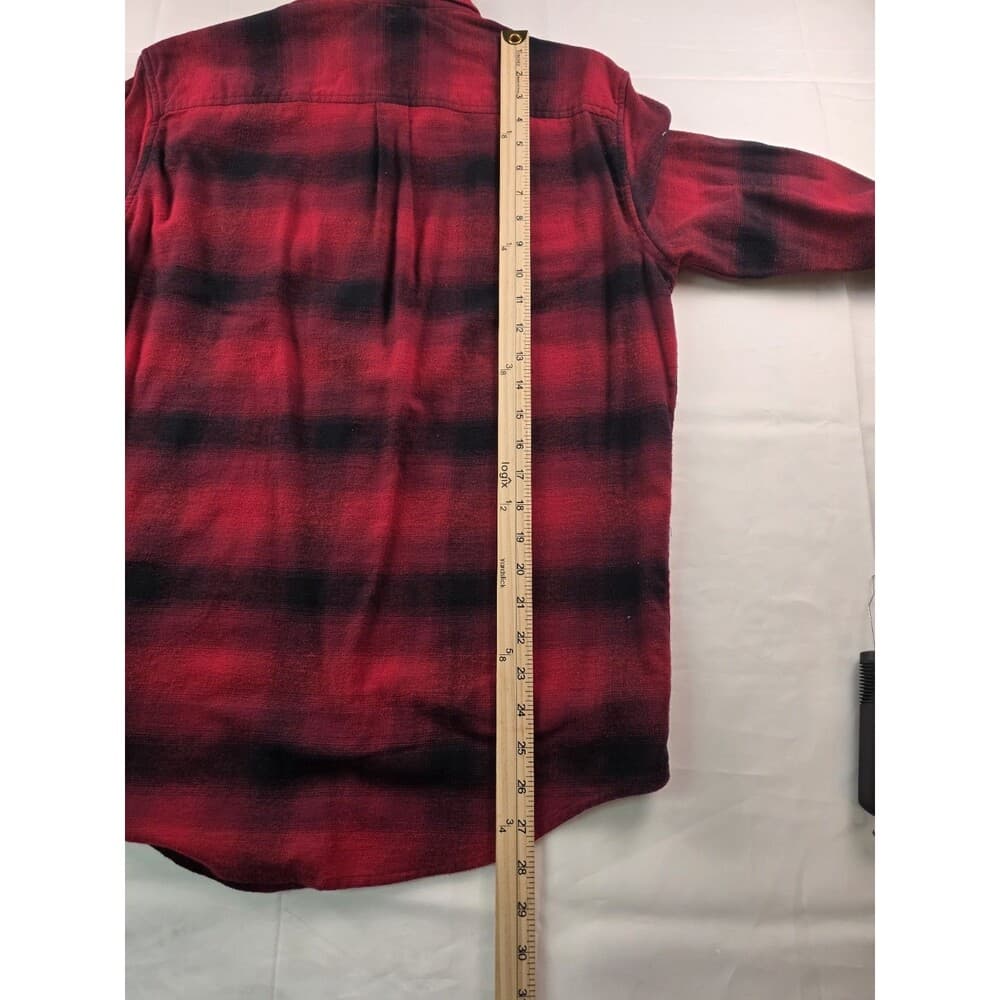 Chaps Mens Small Red Plaid Long Sleeve Stretch Button‎ Up Flannel Shirt - Thumbnail 6