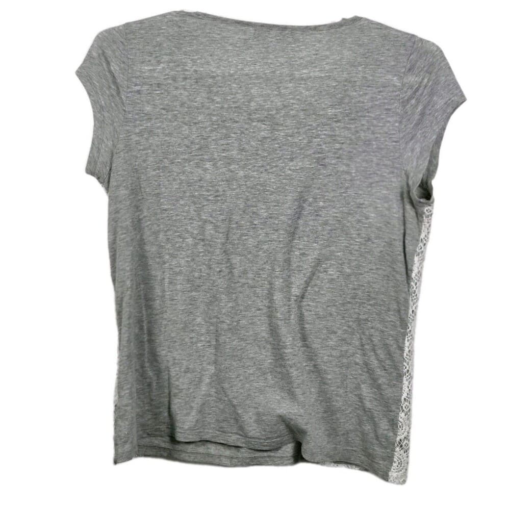 Liz Claiborne Woman’s Size Large Heather Gray Lace Lined Short Sleeve‎ Shirt - Thumbnail 5