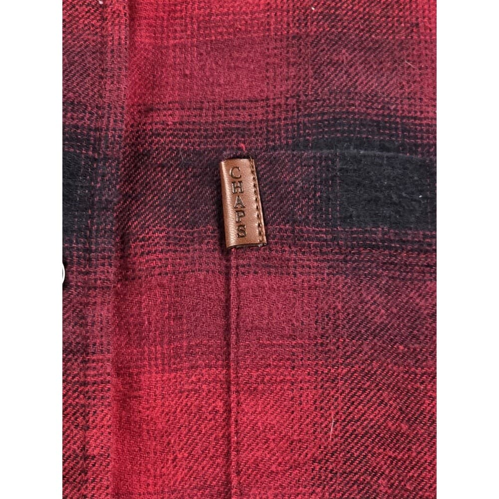 Chaps Mens Small Red Plaid Long Sleeve Stretch Button‎ Up Flannel Shirt - Thumbnail 2