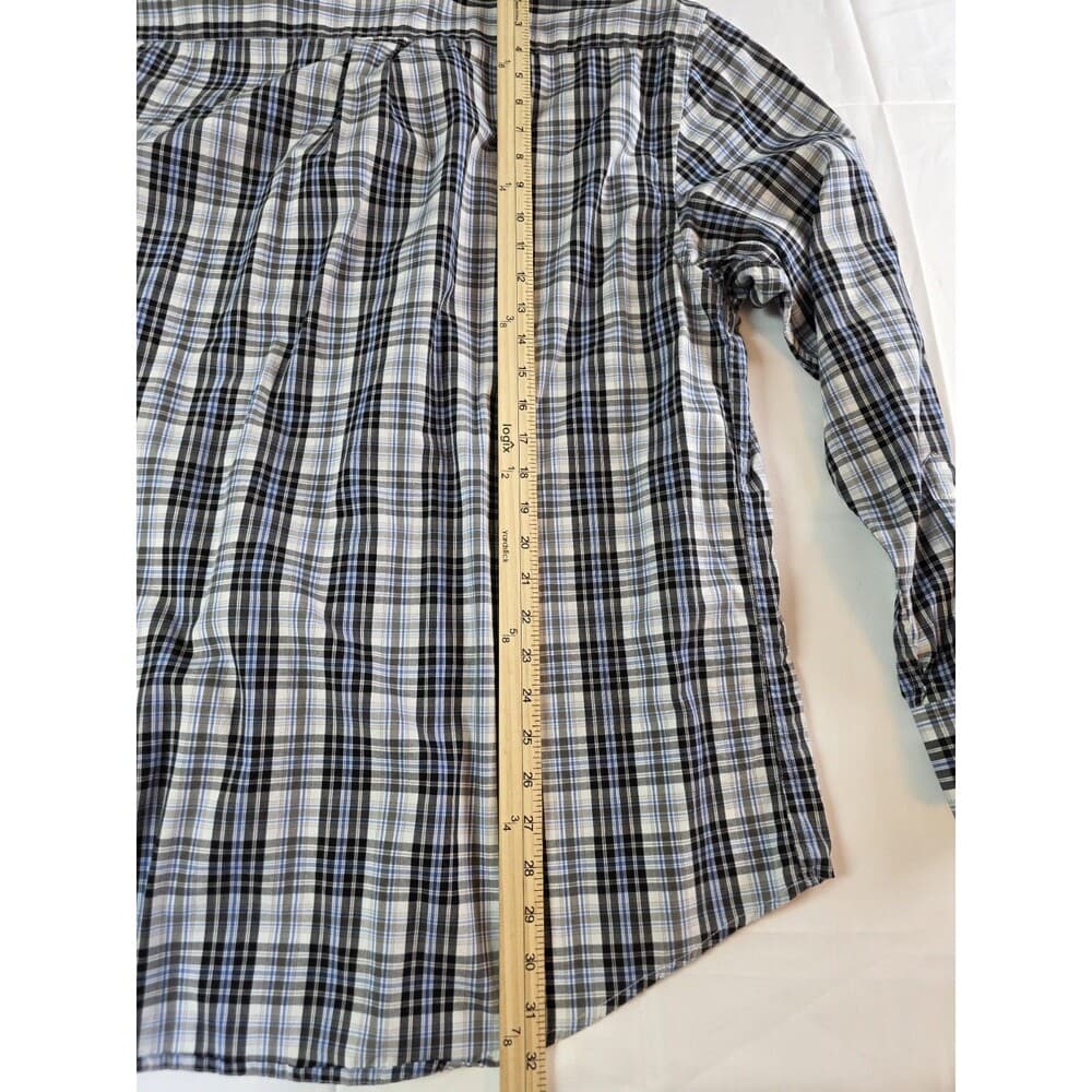 IZOD Men's XL Blue Multicolored Plaid Long‎ Sleeve Button Up Shirt - Thumbnail 5