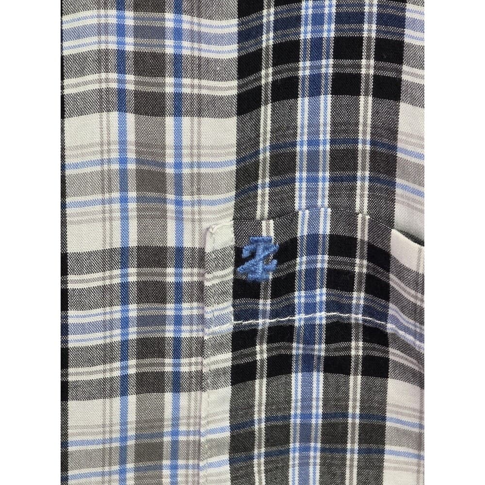 IZOD Men's XL Blue Multicolored Plaid Long‎ Sleeve Button Up Shirt - Thumbnail 2