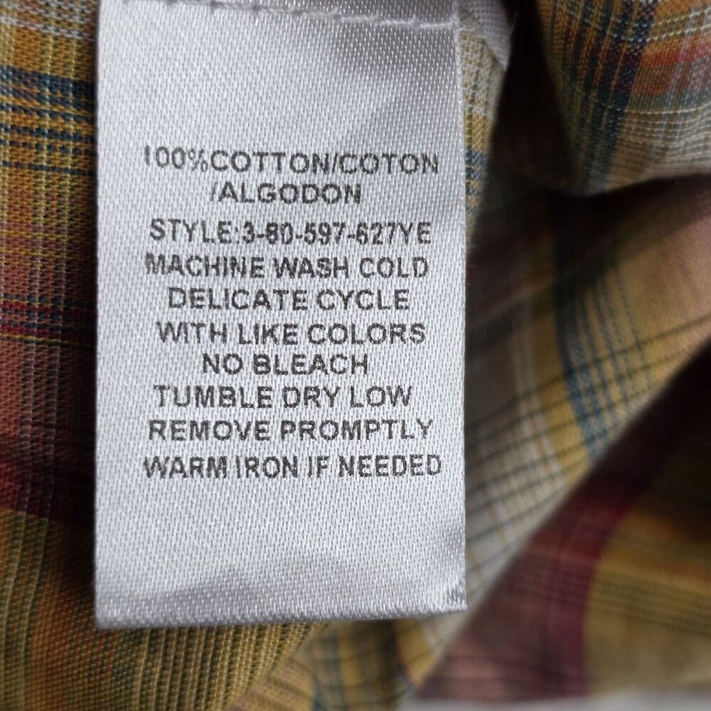 Roper Women's (7-9) Yellow Red Plaid Snap Long Sleeve Button Up Shirt - Thumbnail 3