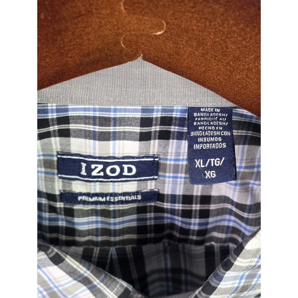 IZOD Men's XL Blue Multicolored Plaid Long‎ Sleeve Button Up Shirt - Thumbnail 3