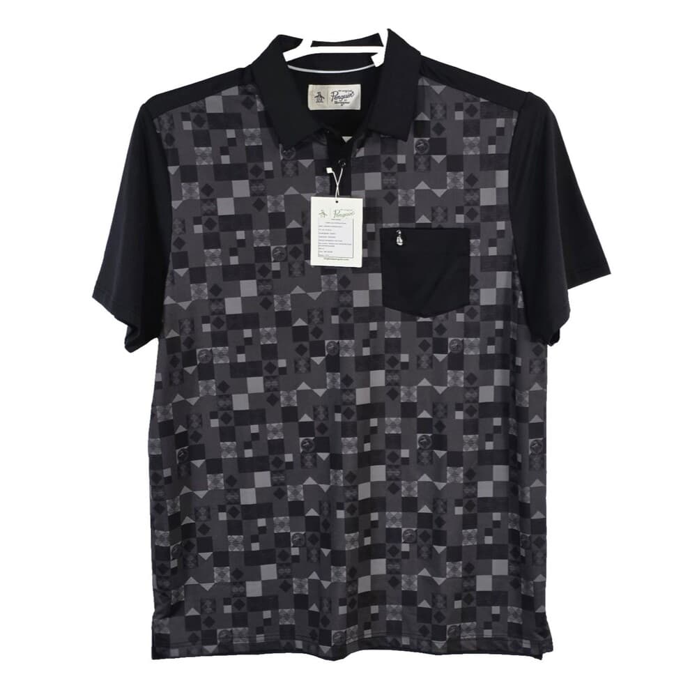 Original Penguin Men's‎ Medium Black / Gray Golf Short Sleeve Shirt - Thumbnail 7